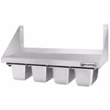 Étagère murale en inox pour Bacs GN 4x GN 1/6 - 800x300mm - 1 niveaux - incl. glissières pour bacs GN