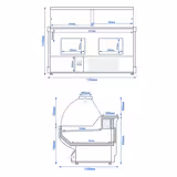 Vitrine refrigerada - 1725x1150mm - 340L - vidro curvo; tampo em granito; Painel frontal iluminado; +1 a +10°C