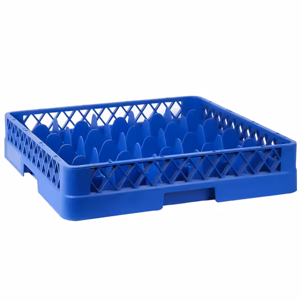 Commercial Dishwasher Glass Rack Basket 1/1 – 500 × 500 mm – 25 Compartments – Blue