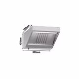 Wandafzuigkap RVS - 700mm diep - 800mm - zonder motor - met 1 labyrintfilter en verlichting