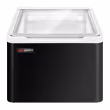 Vetrina gelato da banco - 465mm - Refrigerazione statica - per 2x Vasca da gelato da 5 Litri - Nero - Vetro dritto - Apertura coperchio lato cliente