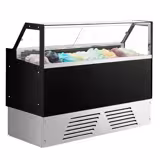 Ice Cream Serve Over Counter | EMMA - 1715mm - Ventilated cooling - with LED lighting - for 9 x 5 litres Napoli pans or 6 x 7 litres - Black - rear sliding doors