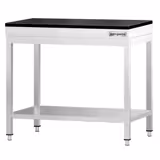 Table de travail inox PREMIUM - 700 x 600 mm - avec tablette inférieure - incl. Plan de travail en Granit