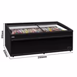 Vrieseiland - 2506x858mm - 594 liter - 2 glazen schuifdeksels - zwart