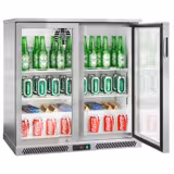 Barkühlschrank - 900mm - 220 Liter - mit 2 Glasflügeltüren - Edelstahl