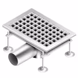 Rozsdamentes acél padlóösszefolyó - 300x200 mm - lapos kivitel és oldalsó kifolyás - Ø 70 mm