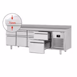 Rashladni pult PREMIUM PLUS - 2452x600 mm - 510 l - Ventilirano hlađenje - s 6 ladica - Podignuti rub