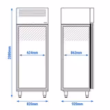 Bäckerei-Kühlschrank Edelstahl PREMIUM - EN 600x800 - 850 Liter - mit 1 Glastür