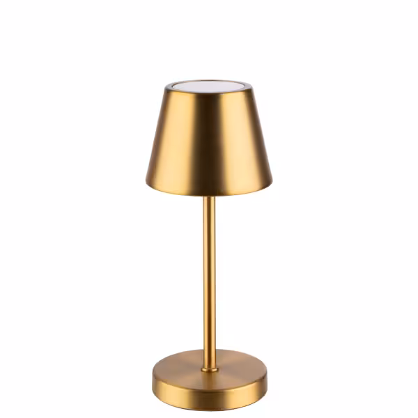Tafellamp MERLE - Micro - LED - oplaadbaar - draadloos - IP54 - dimbaar in 3 standen - Ø80mm - Goud