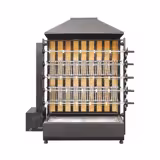 Gril na dřevěné uhlí s 5 rožni pro 30 kuřat - 1450 x 610 x 1750 mm