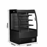 Wandkoelmeubel - 900mm - 216 liter - met 2 dubbelglas glazen schuifdeuren & 3 schappen - zwart