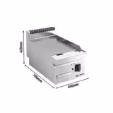 Elektrische bakplaat - 3,60 kW - Geribbeld - Bakoppervlak: 395x535mm