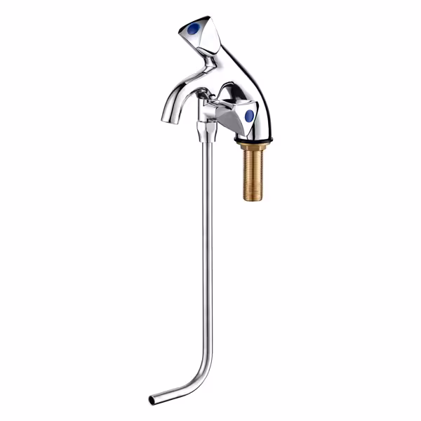 Enkel gat kraan - met tafelmodel, 1-gats monobloc, koudwaterkraan, klein uitloopje, chroom, G3/4 - 460mm
