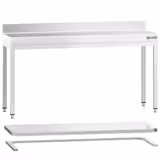 Paslanmaz Çelik Çalışma Tezgahı PREMIUM - 2000x700mm - Taban Raflı - Sırtlı - Takviyeli