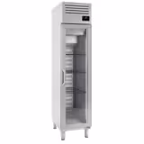 Koelkast RVS PREMIUM PLUS - GN 1/1 - EN 600x400 - 482mm - 325liter - tot +6°C - met 1 glazen deur - geforceerde koeling, LED‑verlichting & legroosters, slot & automatische ontdooiing