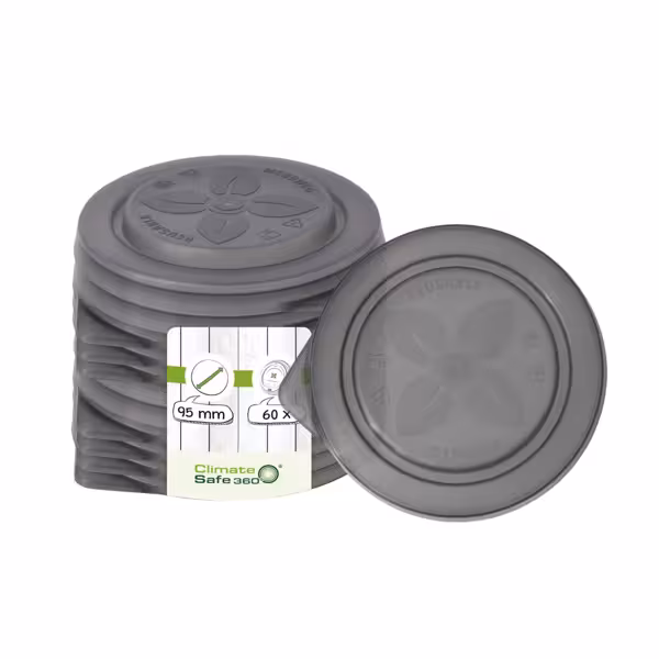 (60 stuks) Deksel - 115x104mm - vaatwasmachinebestendig; stapelbaar; herbruikbaar; recyclebaar - grijs - geschikt voor koffiebekers Ø95mm