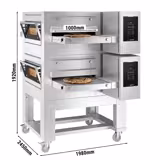 (2 stuks) Gas doorloop pizzaoven - 1980x2450mm - Touchscreen - Bandbreedte: 1000mm - incl. onderstel