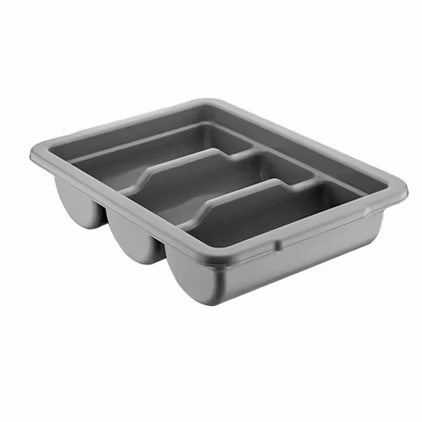 Bestekbak - met 3 vakken - polypropyleen - grijs - 291x406mm - hoogte: 96mm