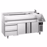 Retrobanco refrigerato per Cocktail - 1600mm - 235L - 2 Porte, 2 Cassetti - Presa 230V