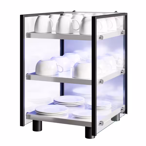 Kopjeswarmer RVS - 100W - met 3 schappen