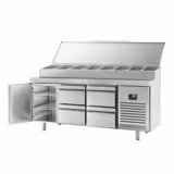 Saladetă Mini PREMIUM PLUS - 1960x600 mm - 1 ușă & 4 sertare - pentru 11x GN 1/4 recipiente