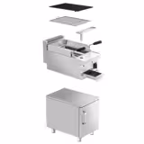 Gázüzemű lávaköves grill (7 kW) - elmozdítható grillrács alsó állvánnyal | Gázüzemű grill | Izzó köves grill | Lávakövek | Asztali grill | Vendéglátóipar