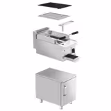 Gas Lavasteingrill - 5,5 kW - Grillrost neigbar - inkl. Unterbau mit 1 Tür