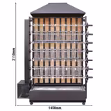 Gril na dřevěné uhlí se 7 rožni pro 42 kuřat - 1450 x 610 x 2110 mm