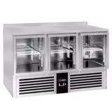 Koelwerkbank PREMIUM - 1368x700mm - 368 liter - met 3 glazen deur(en) - met opstand