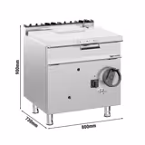 Sauteuse basculante à gaz – 60 litres – 20,5 kW – avec volant manuel et raccordement d’eau