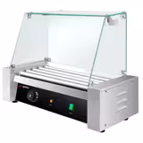 Commercial Hot Dog Roller Grill - 5 Rollers - with Glass Cover - Single Heating Zone