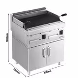 Gas lavasteengrill - 14kW - 0,8x0,7m - Kantelbaar grillrooster - 2 grillroosters - Staand model - 700mm diep - RVS