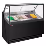 Vitrine de gelados THEO - 1300mm - Refrigeração ventilada - com iluminação LED - para 6 cubas de gelado de 5 litros - Preto