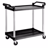 Serveringsvagn i plast - 1 020x490 mm - 2 hyllplan - med tystgående, lättrullande hjul
