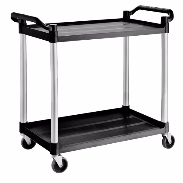 Catering Trolley - Commercial Service & Clearing Trolley - 1020x490mm - 2 Tier - with quiet castors
