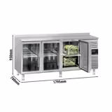 Koelwerkbank ECO - 1795x700mm - 417 liter - met 3 glazen deuren - opstand