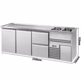 Bira tezgahı PREMIUM PLUS - 2500x700mm - 2 Kapı & 2 Çekmece