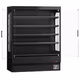 Expositor mural refrigerado - 1524mm - 693L - com 2 portas articuladas em vidro & 4 prateleiras - traseira fechada - Preto