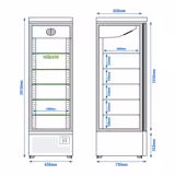 Murale Refrigerato Professionale - 630mm - 443l - +0°/+8°C - con 1 porte a battente in vetrocamera & 5 ripiani - Nero