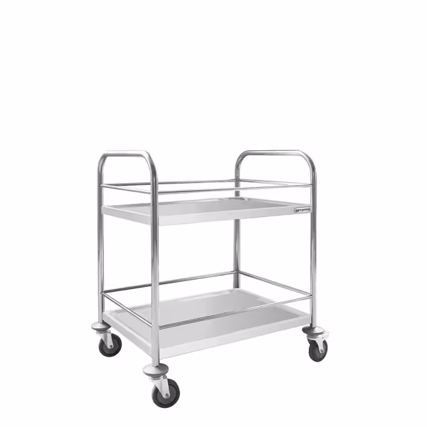 Serveerwagen - 705x405mm - met 2 bladen & versteviging & geluidsarme zwenkwielen