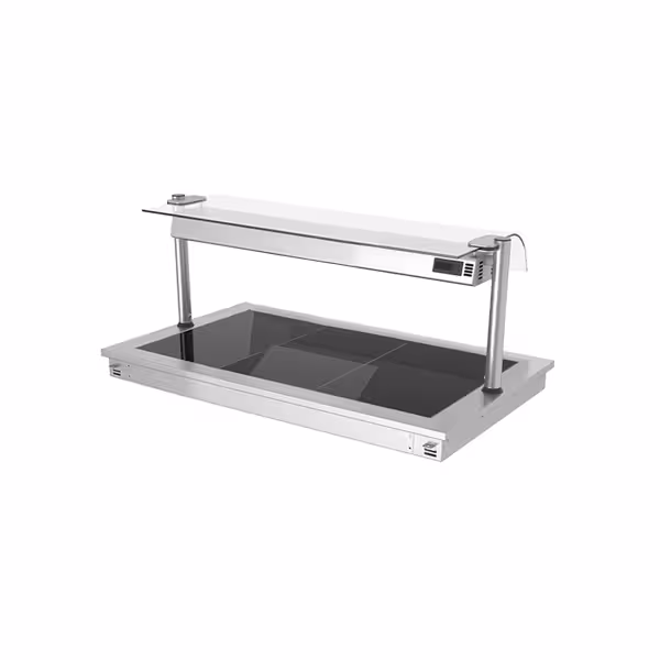 Inbouw warmhoudplaat RVS - met glazen oppervlak - 1000mm - 3x GN 1/1 - 1,35 kW - met glazen hoestscherm