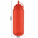 (6 stuks) Knijpfles - 1020ml - Ø 80mm - met schroefdop & afsluitdop - rood