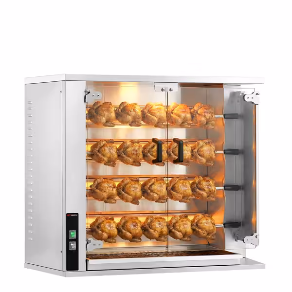 Plynový gril na kuřata PREMIUM se 4 rožni pro 20 kuřat - Š1150xH550xV980mm