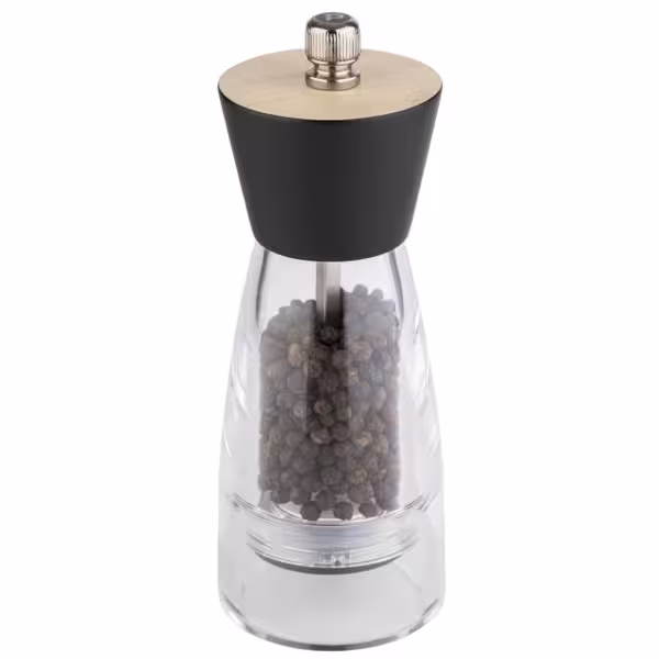 (6 pieces) FRIDA Acrylic Pepper Mill & Grinder Set – 155 mm - Adjustable Grind - Carbon Steel