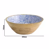 (6 pcs) Bowl - MANGO - Mango Wood - 3L - round - Ø 300mm - White-Blue