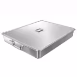 Braadpan - Rvs - 21,6 liter - hoogte: 80mm - met deksel & spansluitingen - geschikt voor combisteamer en bakoven - 600x450x80mm