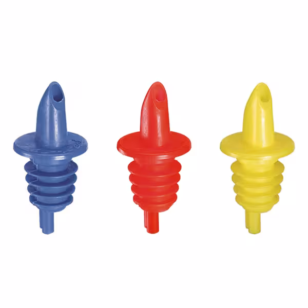 (6 unid) Doseador para garrafas - conjunto de 6 - 30x30x70mm - Plástico PVC - Vermelho/Azul/Amarelo
