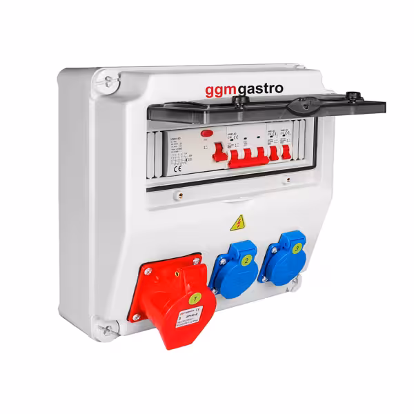 Verdeelkast - 2x 230V & 1x CEE 16A (400V) - 400V (krachtstroom) - incl. aardlekschakelaar 30mA