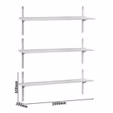 Mensola a parete in acciaio inox PREMIUM - 2000x300mm - con 3 ripiani