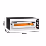 Elektrische pizzaoven (chamotte bakvloer) - 990x895x380mm - 1 kamer - 1x4 pizza’s Ø35cm - tot 450°C - Handmatig - Stapelbaar